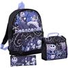 Disney The Nightmare Before Christmas, zaino + borsa per il pranzo + astuccio Jack Skellington, set da 3 pezzi per bambini e adulti, Nero , Zaino