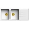 Generic Lavello cucina Romeo bianco 2 vasche pilette oro con gocciolatoio 116 x 50 cm Made in Italy