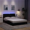 IKAYAA Letto Singolo 120x200 con Illuminazione LED, Letto Imbottito con Testata, Rete Letto Contenitore Rete a Doghe in Legno -Nero-120 x 200 cm