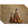 Generic Set di 4 tovagliette vintage con note musicali marroni, per tavolo da pranzo, tavolo da vacanza, per gli amanti della musica, antiscivolo, lavabili, decorative
