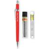 Pentel P205-97C - Matita Automatica Meccanica - Gamma Fluorescente - Singola + 12 Mine di Ricarica Hi-Polymer HB 0.5mm + Tubetto di Gommini Sostitutivi Z2-1N da 4 (Rosso Fluorescente)