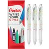 Pentel Energel BLN75 - Penna a sfera retrattile con inchiostro gel, 0,5 mm, 54% riciclata, inchiostro nero, in confezione da 3 pezzi, mochi)