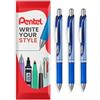 Pentel Energel BLN75 - Penna Rollerball retrattile con inchiostro gel, 0,5 mm, 54% riciclata, confezione da 3, colore: blu