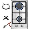 Phönix Germany Phönix Domino-ST, fornello a gas in acciaio inox, 2 luci, inserto wok in ghisa + croce a gas