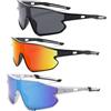 JOGVELO Occhiali da sole per bambini, occhiali da sole da baseball polarizzati per sport e ciclismo, per ragazzi e ragazze, montatura leggera, Nero+blu+rosso, 137mm