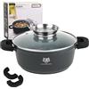 KARL HAUSMANN Pentola Antiaderente - 4.4 Litri - 24 cm - Casseruola Induzione in Alluminio Pressofuso con Coperchio - Pentola per Tutti i Piani Cottura - Pentole Antiaderenti per Pasta - Pot - Tegame