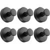 Gooandi 6 ganci a ventosa, portasciugamani con ventosa, gancio a ventosa, colore nero, senza fori, per bagno e cucina, gancio per asciugamani con ventosa in acciaio inox, riutilizzabili ventose per