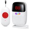 Pakinui Ausili Pulsante Salvavita Anziani, Campanello per Anziani con Display Digitale, Pulsante Emergenza Anziani Ricaricabile, Campanello Anziani con 38 Canzoni (1 Trasmettitore e 1 Ricevitore)