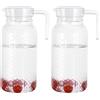 TOATELU 2 Pezzi Brocca in Acrilico:TOATELU 1000ml Caraffa per Acqua Trasparente con Coperchio,Caraffa in Acrilico Resistente al Calore per Bevande Fredde e Calde, per Limonata, Succhi di Frutta, Tè, Senza BPA