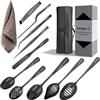 Bonigour Set da cucina con 11 utensili professionali per placcatura, utensili da cucina per placcatura, modernista, in acciaio inox, nero (nero)