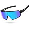 SPOSUNE Occhiali da ciclismo polarizzati per uomo e donna, occhiali da sole UV400 per bici, occhiali sportivi per bicicletta, baseball, corsa, MTB, Lenti BC e blu, Medium