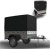 YALYAYA Telone alto per rimorchio 210 x 114 x 90 cm, con occhielli e corda di telone, impermeabile, resistente agli strappi, 750 kg (nero)