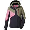 killtec Bambine e ragazze Giacca da sci/giacca funzionale con cappuccio e paraneve KSW 209 GRLS SKI JCKT, dunkel denim/koralle pink/hell rauchblau, 128, 43563-000