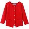 SMILING PINKER Maglione caldo morbido e caldo del cardigan delle ragazze del bambino con le tasche, Rosso, 2-3 Anni