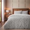 Catherine Lansfield Set copripiumino matrimoniale reversibile in cotone spazzolato Grace floreale foglia grigio
