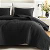 Comfort Spaces Kienna - Set di biancheria da letto con trapuntatura double-face, leggera, morbida, per tutte le stagioni, con fodera abbinata, colore: nero, copriletto per letto matrimoniale (228,6 x