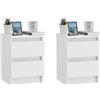 ComfortCove Set di 2 Comodini Camera da Letto con 2 Cassetti, Bianco | Set di 2 Comodini, Mobiletti da Notte con 2 Cassetti