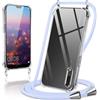 Coiwxmoi Cover per Huawei P20 con Cordino 5.8,Trasparente Custodia con Laccio Tracolla Corda Catena Cinghia,Ultra Morbido Silicone TPU Antiurto Case per P20, Viola