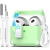 R-fun per AirPods 3a generazione 2021 Custodia, protezione completa contro la caduta, copertura automatica per Apple Airpod 3 con kit di pulizia e portachiavi,Bianco/Avocado