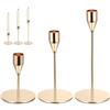 ZWFSDM 3 Pz Porta Candele da Tavolo, Portacandele da Tavolo, Candelabri Oro, Portacandele Conici in Metallo da 10,2/15.3/20,5 cm per Casa, Matrimonio, Festa, Decorazione da Tavola (Dorato)