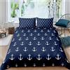 Loussiesd Ocean Nautical Bedding Set copripiumino stampato con ancora, per bambini, adulti, mare, avventura, surf, copripiumone morbido e di lusso,per la stanza, 2 pezzi, misura singola, cerniera, blu navy