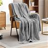 HESIOL Coperta morbida in lana, 150 x 200 cm, colore grigio, soffice, calda coperta per divano, soggiorno, inverno, Sherpa