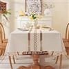 Lifetooler Tovaglia Antimacchia Rettangolare Cotone Lino Copritavolo Moderno Elegante Ricamata Tovaglie Impermeabile per Esterno,Soggiorno,Cucina Decorazione del Tavolo(Beige,140x140cm)
