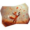 Generic Set di 4 tovagliette con volpe autunnale, motivo animali fantasiosi, per la decorazione della casa, antiscivolo, riutilizzabili, per interni ed esterni, per feste, 45 x 30 cm