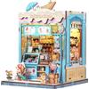 CUTEBEE Book Nook Kit - Casa Delle Bambole Fai Da Te Con Luci LED, Una Dolce Casa In Miniatura Di Gioia Estiva, Sostegno Per Libri In Legno 3D, Decorazione Per Libreria, Regalo(Bella's Ice Cream)