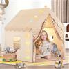 MUHMUH Casa giocattolo per bambini, tenda da letto per bambini, tenda da gioco per interni, tenda da principessa con finestre, casetta giocattolo per bambini, decorazione per la cameretta dei bambini (beige)