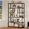 LVB Libreria a 6 ripiani, rustica vintage Etagere, libreria moderna in metallo e legno, per casa, camera da letto, soggiorno, ufficio, stile industriale, rovere grigio chiaro, 180 cm