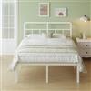 Lutown-Teen Letto una Piazza e Mezza 120x190 cm con Testiera Curva, Struttura Letto Alta 46 cm con Doghe in Metallo, Giroletto con Contenitore Sottostante, Montaggio Facile, Silenzioso, Bianco