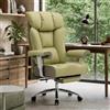 Efomao Sedia da Ufficio Ergonomica, Poltrona Direzionale in Ecopelle PU con Poggiapiedi Estraibile, Sedia da Scrivania Reclinabile con Imbottitura Spessa, Supporto Lombare, Portata 200kg (verde oliva)
