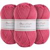 Utopia Crafts Super Aran - Filato per lavori a maglia e uncinetto, 3 pezzi, 100 g (rosa petalo)