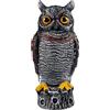 Hausse Fake Owl Decoy Bird Scarecrow Sculpture, 13.6 Inch Plastic Horned Owl Bird Deterrents, Garden Protectors, Nature Enemy Pest Repellent for Outdoor Garden Yard