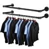 AddGrace Confezione da 2 appendiabiti in stile tubo industriale, nero, resistente, montaggio a parete, lunghezza 87,6 cm