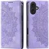 CASEONJAN Cover per iPhone 16 Plus, Pelle PU Custodia a portafoglio con scomparti per Slot Schede, Antiurto Flip Caso Cover per iPhone 16 Plus (Vintage Viola)