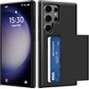 ÁRBOLORO Cover per Samsung Galaxy S23 Ultra con Porta Carte Custodia Portafoglio Antiurto Anti-Graffio Resistente Grado Militare Protettiva Slot Nascosto Scorrevole Case, Nero