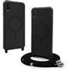 VAVAVOOMY Cover Compatible con iPhone XR rimovibile custodia in silicone,[Antiurto][Antiscivolo] Custodia con Regolabile Collana per Cordino Collana Necklace Cover Corda-Nero