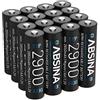 ABSINA 16x Batterie ricaricabili AA 2900 - Batteria NiMH AA da 1,2 V e min. 2650 mAh - Batterie AA ricaricabili per dispositivi ad alto consumo energetico - Pile AA per controller torcia, Wii e Xbox