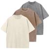 HOUZONIY 3PC T-Shirt Basic Oversized a Maniche Corte, Magliette Larghe Uomo, Washed Heavy T-Shirt Uomo, Casual, per Palestra(Beige/caffè/Grigio S)