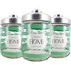 MA MAISON Set 3 Barattoli In Vetro con Coperchio 800 cc - Tris di Contenitori, Sale Grosso, Sale Fino, Caffè, Zucchero, da Cucina, Alimenti - Scritte Decorato e Colorato (Verde | Disegni | 800 cc)