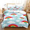 Tomifine Set di biancheria da letto arcobaleno per ragazze con motivo a strisce colorate 1 copripiumino con 2 federa, morbida microfibra (100x135cm+40x60cmx1,Arcobaleno)