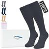 360 Relief Calze Compressione Graduata Donna e Uomo - 3 Coppie Solido Colore Gambaletti Compressione Graduata per Sports, Running, Viaggio, Ciclismo, Lavoro - L/XL Nero con Borsa Lavanderia