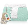 Gräfenstayn Premium Copriletto con frange - 100% cotone - 220 x 240 cm XXL - Coperta estiva a spina di pesce - Coperta di cotone come coperta da letto, coperta da divano (Menta)