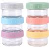 SUNJULY Contenitori salvafreschezza in vetro con coperchio, 6 barattoli da 80 ml, con coperchio, ermetici, senza BPA, mini lattine per condimenti per insalata, set per forno a microonde, congelatore