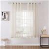 Joydeco Tende Camera da Letto 2 Pezzi, Bianche Tende per Interni Moderne Trasparenti in Voile per Casa Finestre Soggiorno Eleganti (Lino, 2xL140xA137)