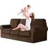 jianyana Copridivano in Velluto con Schienali Separati E Cuscini Seduta, Copridivano Antiscivolo con Fascia Elastica, Copridivano Elasticizzato Copridivani Antimacchia (marrone, 3 posti, 7 pezzi)