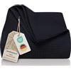 LAYNENBURG Copriletto 150 x 200 cm - Waffle Pique 100% cotone - Coperta estiva leggera - Coperta di cotone come coperta da letto, coperta da divano, Coperta ariosa da divano (nero)