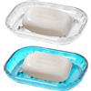 Luxvara 2 Pezzi Portasapone Plastica, Antiscivolo Portasaponetta, Porta Saponetta Solida per Bagno Cucina Doccia, Facile da Pulire, Fermare il Sapone Molliccio, Azzurro e Trasparente